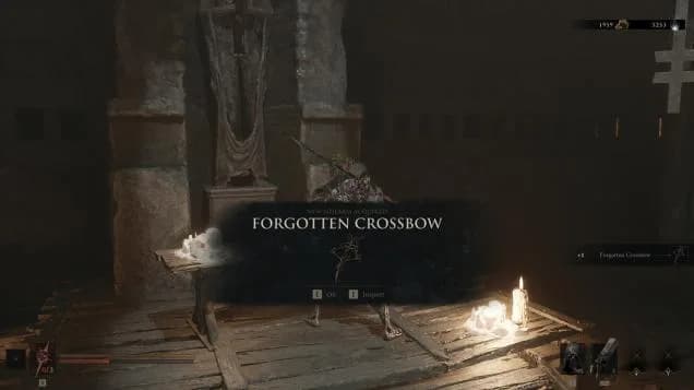 Forgotten Crossbow shown at its Flooded Village pickup.