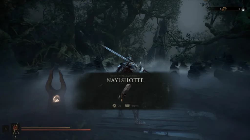 Naylshotte sidearm shown when acquired during the prologue.