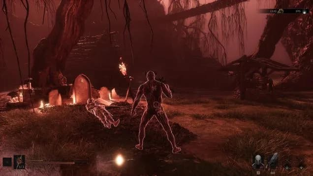 Tiel the Acolyte at his shallow grave in Fainweald.