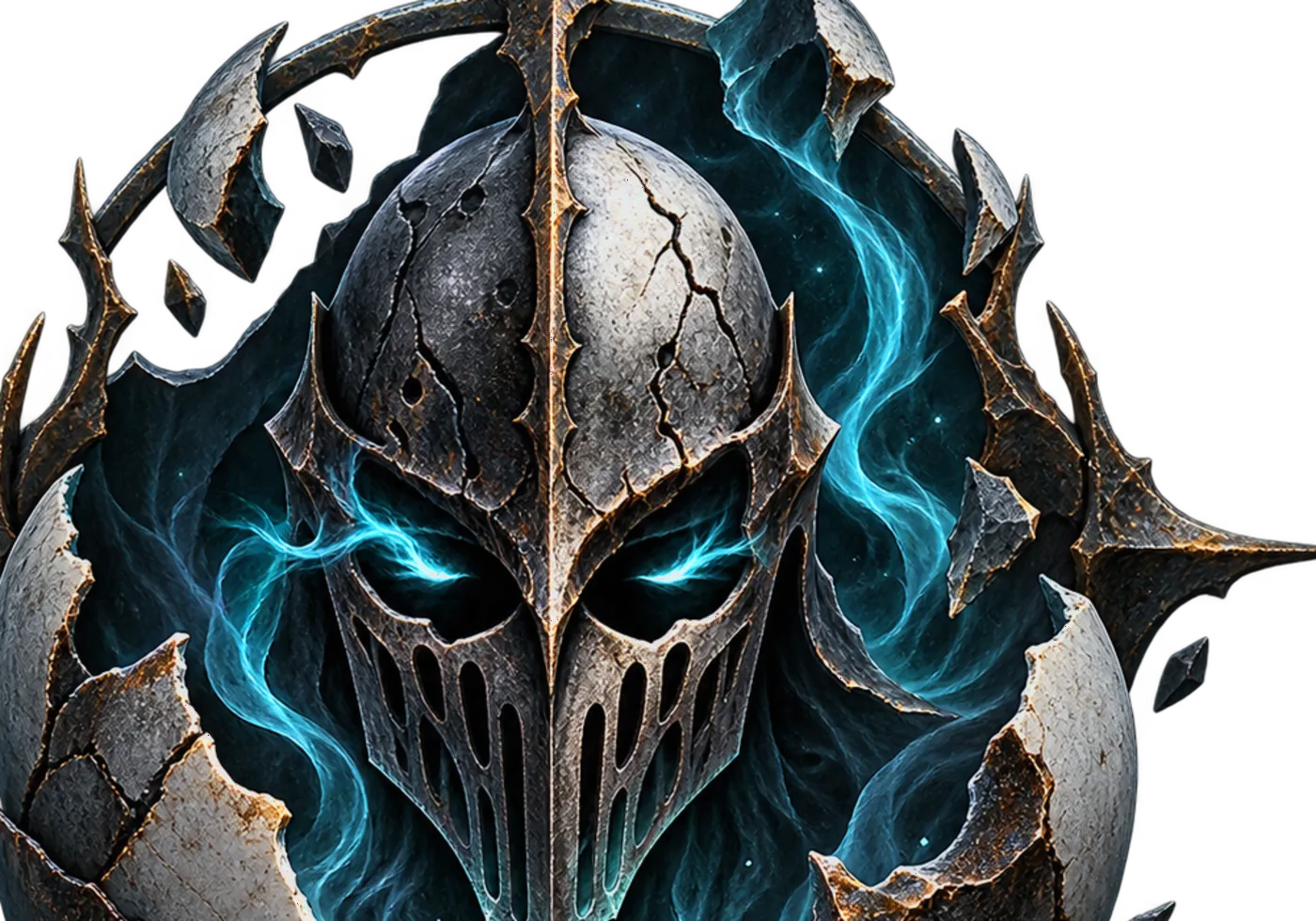 A mysterious armored figure in cold light